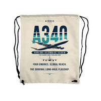 Thumbnail for Airbus A340-300 - Drawstring Bag - Original - Beige