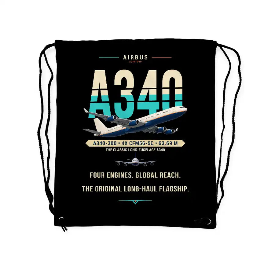 Airbus A340-300 - Drawstring Bag - Original - Black