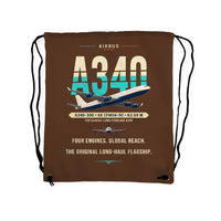 Thumbnail for Airbus A340-300 - Drawstring Bag - Original - Brown