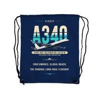 Thumbnail for Airbus A340-300 - Drawstring Bag - Original - Dark Blue