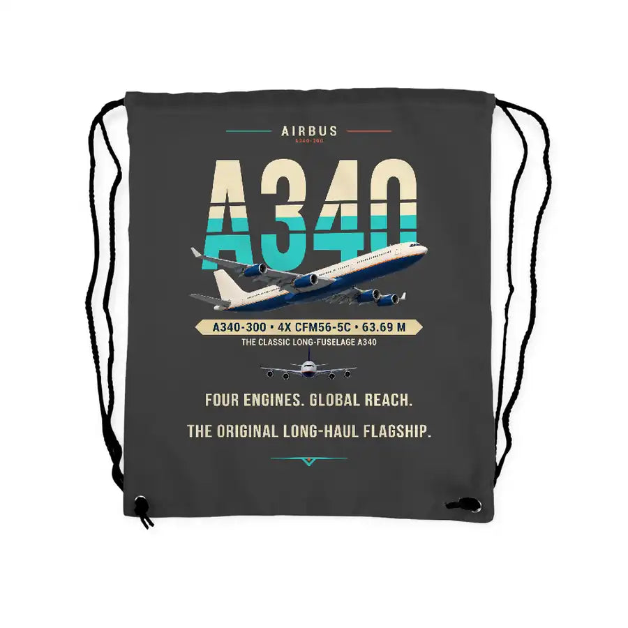Airbus A340-300 - Drawstring Bag - Original - Gray