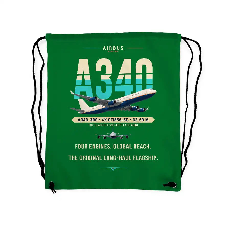 Airbus A340-300 - Drawstring Bag - Original - Green