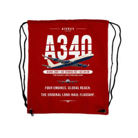 Thumbnail for Airbus A340-300 - Drawstring Bag - Original - Red