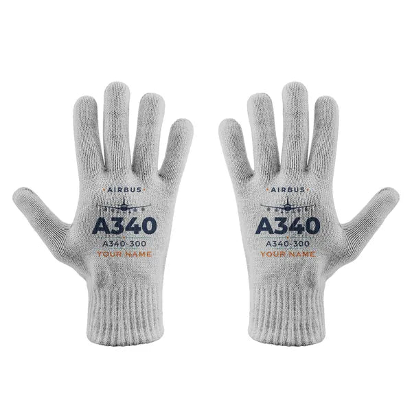 Airbus A340-300 - Gloves - Full - Heritage + Name - Light Gray