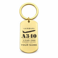 Thumbnail for Airbus A340-300 - Key Chain - Heritage + Name - Gold