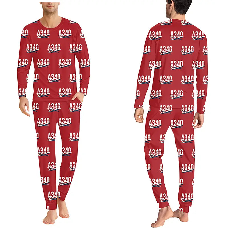 Airbus A340-300 - Men Pajamas - Original Pattern - Red