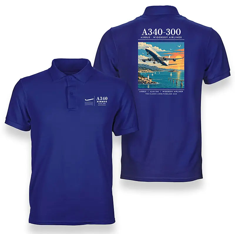 Airbus A340-300 - Poster - Double-Side Polo - Blue