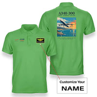 Thumbnail for Airbus A340-300 - Poster - Double-Side Polo - Light Green + Name