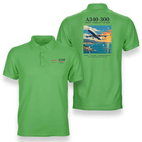Thumbnail for Airbus A340-300 - Poster - Double-Side Polo - Light Green