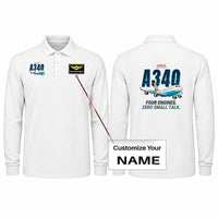 Thumbnail for Airbus A340-300 Premium Polo T-Shirts - Cartoon + Name - Long Sleeve - White