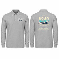 Thumbnail for Airbus A340-300 Premium Polo T-Shirts - Original - Long Sleeve - Gray