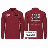 Thumbnail for Airbus A340-300 Premium Polo T-Shirts - Original + Name - Long Sleeve - Dark Red