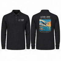 Thumbnail for Airbus A340-300 Premium Polo T-Shirts - Poster - Long Sleeve - Black