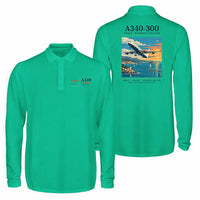Thumbnail for Airbus A340-300 Premium Polo T-Shirts - Poster - Long Sleeve - Green
