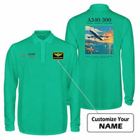 Thumbnail for Airbus A340-300 Premium Polo T-Shirts - Poster + Name - Long Sleeve - Green