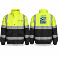 Thumbnail for Airbus A340-300 Reflective Winter Jackets - Poster - Fluorescent Yellow & Navy