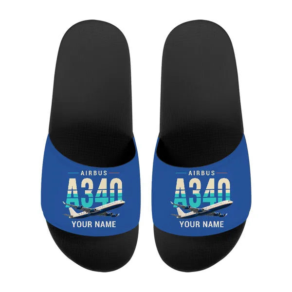 Airbus A340-300 - Slippers - Sport - Original + Name - Blue
