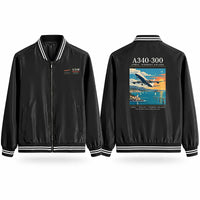 Thumbnail for Airbus A340-300 Stylish Jackets - Baseball Collar - Poster - Black