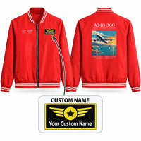 Thumbnail for Airbus A340-300 Stylish Jackets - Baseball Collar - Poster + Name - Red