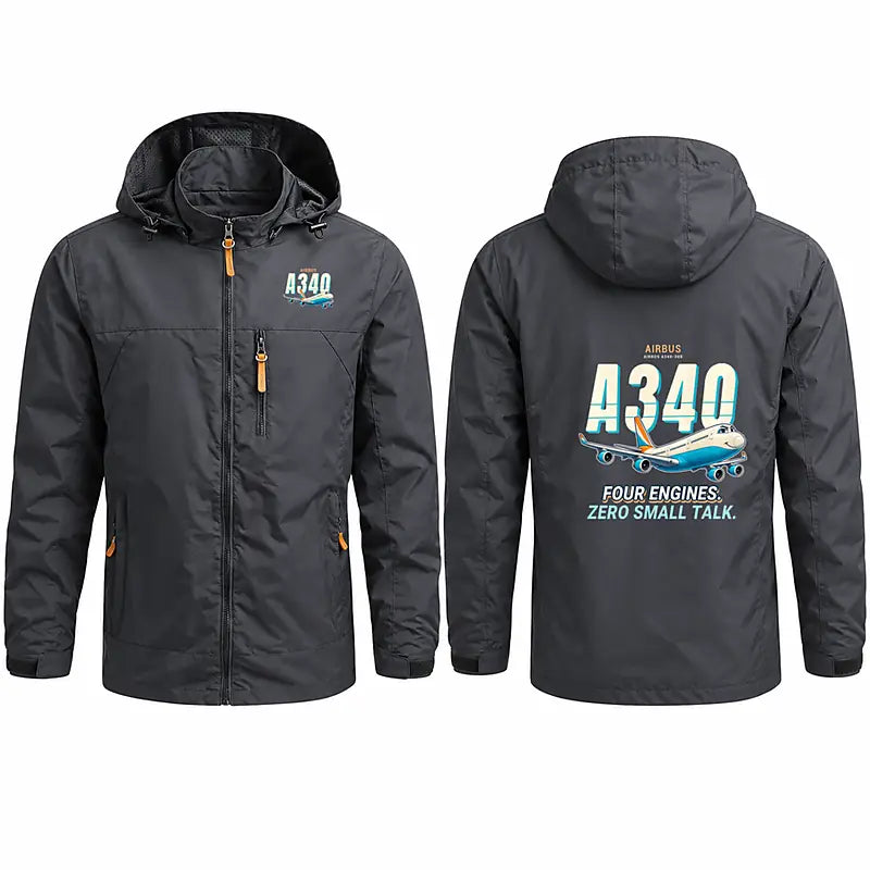 Airbus A340-300 Stylish Jackets - Hooded Windbreaker - Cartoon - Charcoal