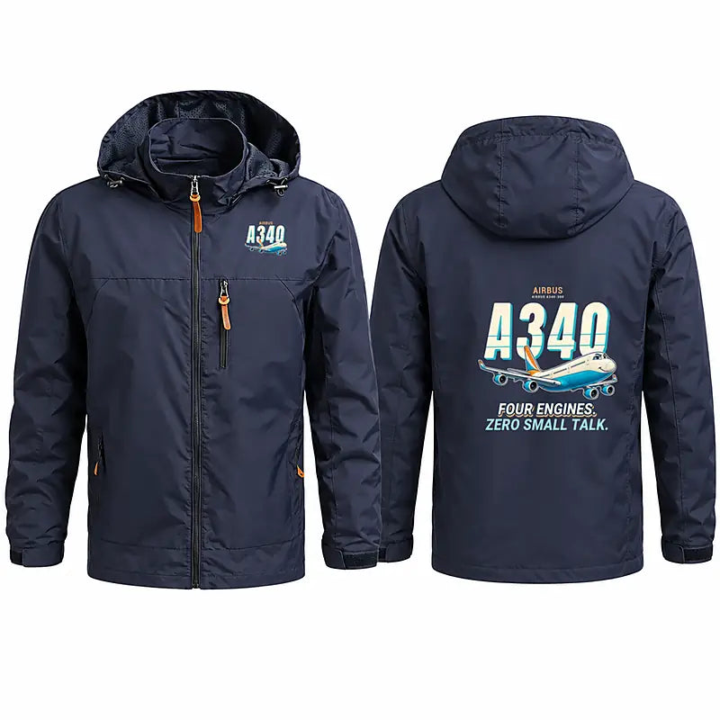 Airbus A340-300 Stylish Jackets - Hooded Windbreaker - Cartoon - Navy Blue