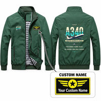Thumbnail for Airbus A340-300 Stylish Jackets - Stand Collar - Original + Name - Green