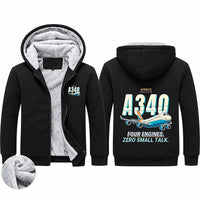 Thumbnail for Airbus A340-300 Zipped Sweatshirts - Cartoon - Black
