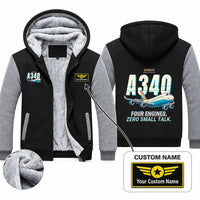 Thumbnail for Airbus A340-300 Zipped Sweatshirts - Cartoon + Name - Black & Gray