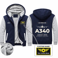 Thumbnail for Airbus A340-300 Zipped Sweatshirts - Heritage + Name - Navy & Gray
