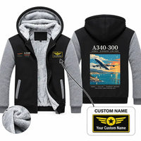 Thumbnail for Airbus A340-300 Zipped Sweatshirts - Poster + Name - Black & Gray