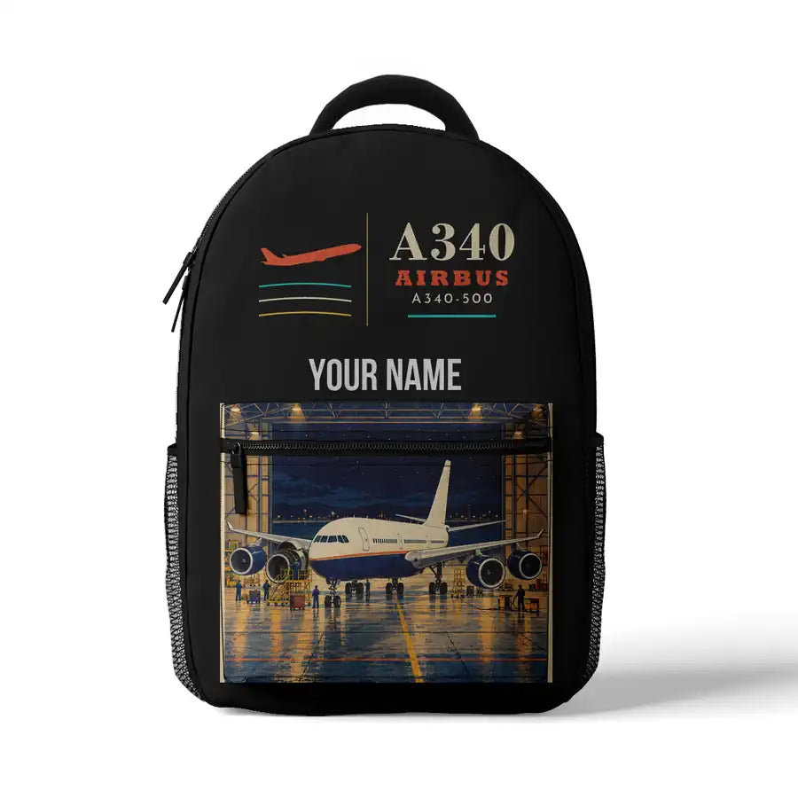 Airbus A340-500 - 3D Backpack - Black + Name