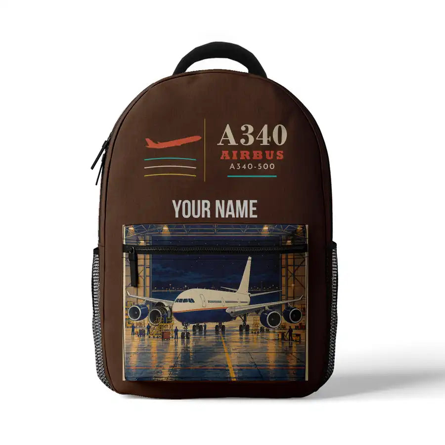 Airbus A340-500 - 3D Backpack - Brown + Name