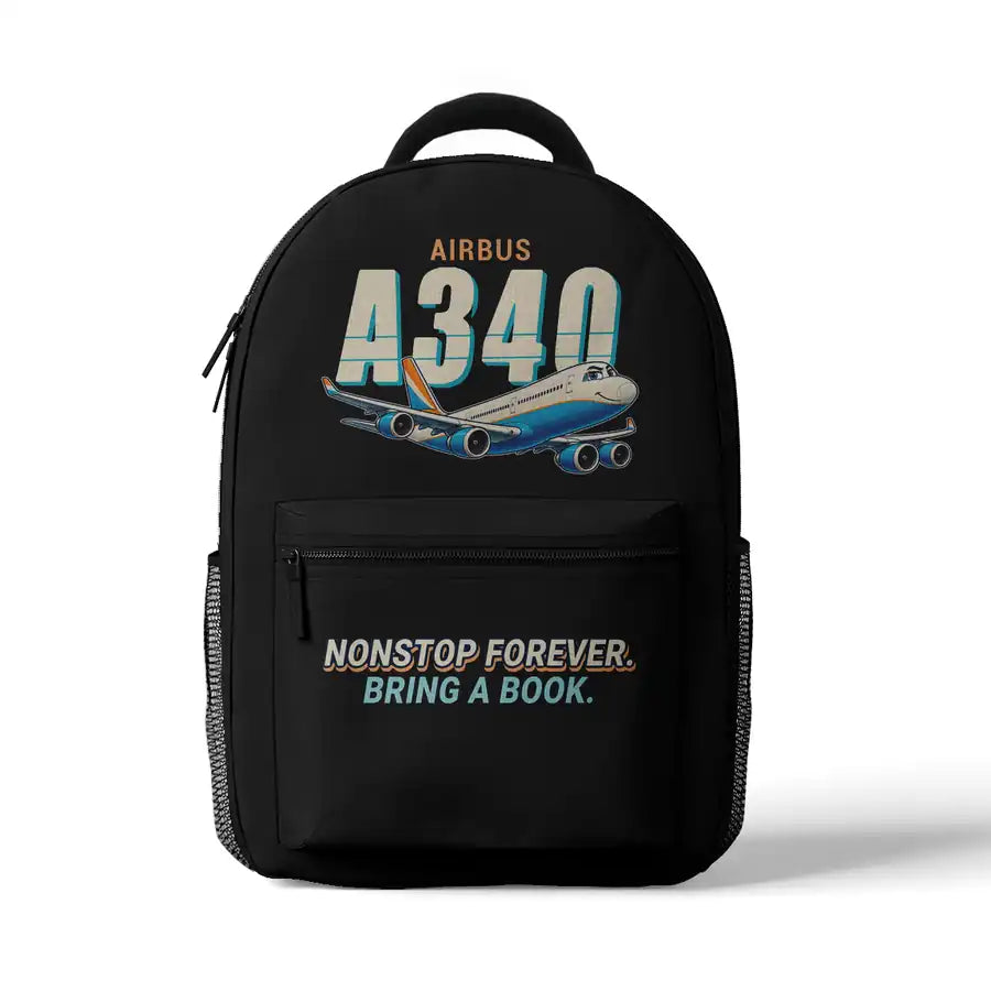 Airbus A340-500 - 3D Backpack - Cartoon - Black