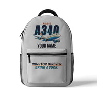 Thumbnail for Airbus A340-500 - 3D Backpack - Cartoon + Name - White
