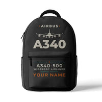 Thumbnail for Airbus A340-500 - 3D Backpack - Heritage + Name - Gray