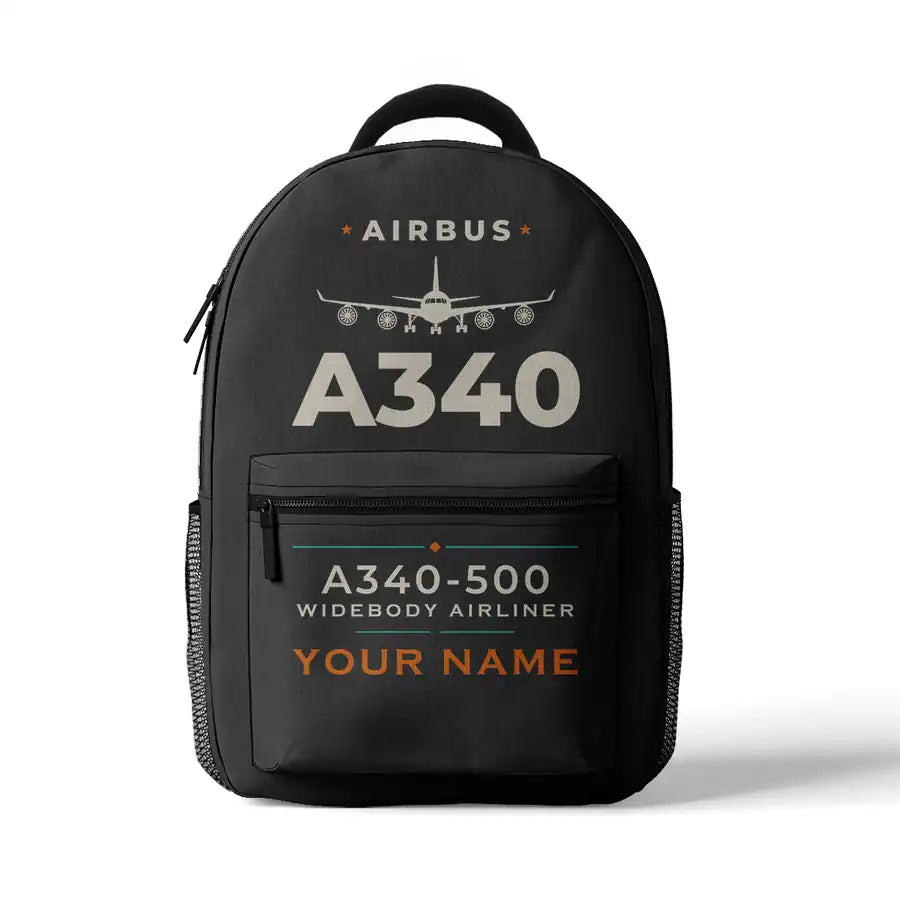 Airbus A340-500 - 3D Backpack - Heritage + Name - Gray