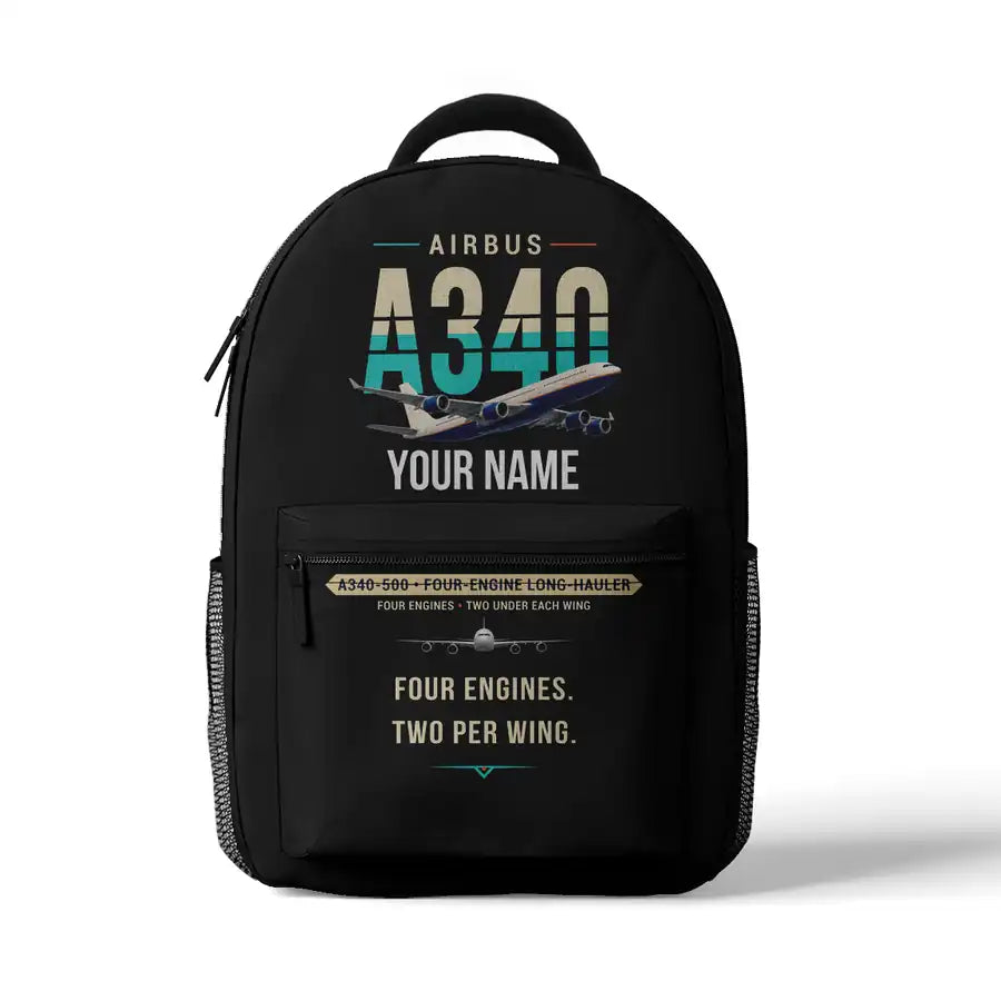 Airbus A340-500 - 3D Backpack - Original + Name - Black