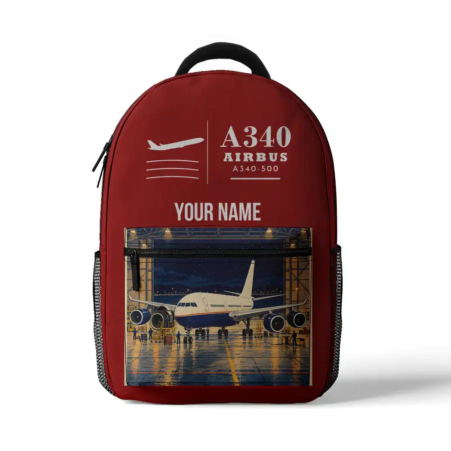 Airbus A340-500 - 3D Backpack - Red + Name