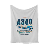 Thumbnail for Airbus A340-500 - Cartoon + Name - Blanket - Light Gray