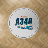 Thumbnail for Airbus A340-500 - Cartoon - Round Carpet - Light Gray