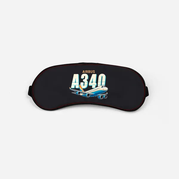 Airbus A340-500 - Cartoon - Sleep Mask - Black