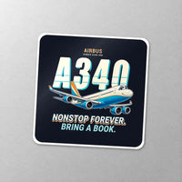 Thumbnail for Airbus A340-500 - Cartoon - Square Sticker - Close-up