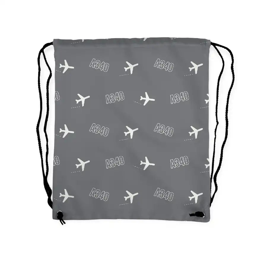 Airbus A340-500 - Drawstring Bag - 3D Pattern - Gray