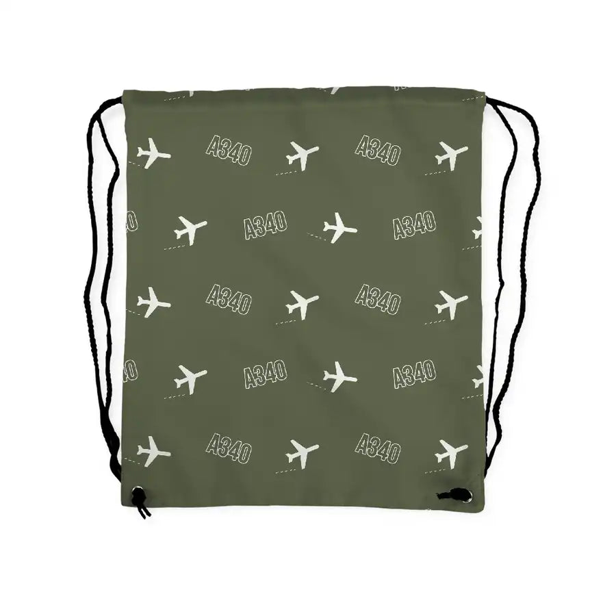 Airbus A340-500 - Drawstring Bag - 3D Pattern - Green Army