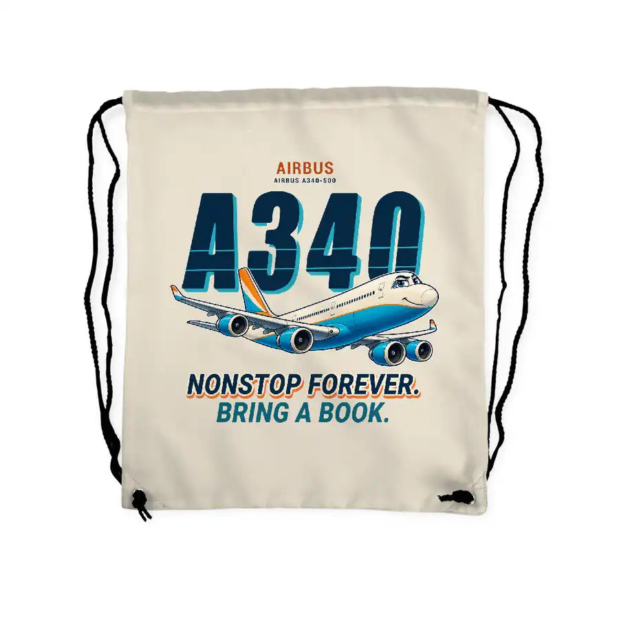 Airbus A340-500 - Drawstring Bag - Cartoon - Beige