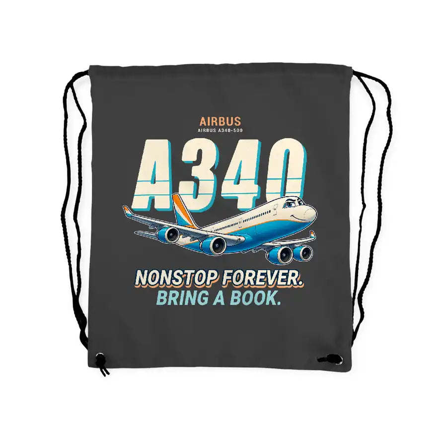 Airbus A340-500 - Drawstring Bag - Cartoon - Gray