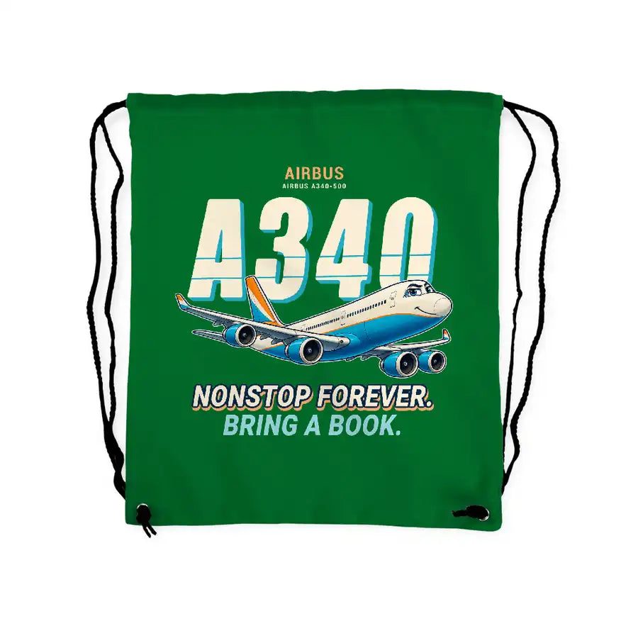 Airbus A340-500 - Drawstring Bag - Cartoon - Green