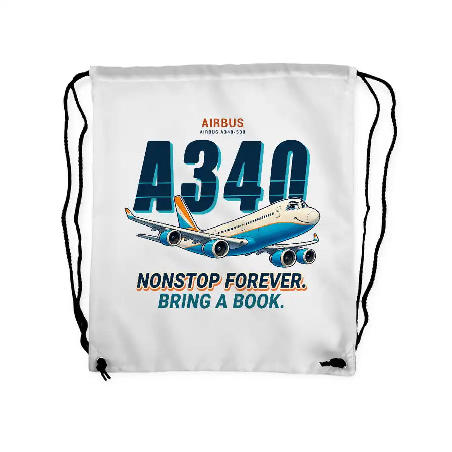 Airbus A340-500 - Drawstring Bag - Cartoon - White