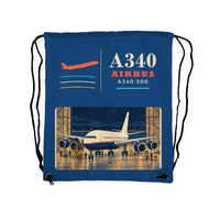 Thumbnail for Airbus A340-500 - Drawstring Bag - Classic - Blue