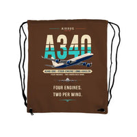 Thumbnail for Airbus A340-500 - Drawstring Bag - Original - Brown